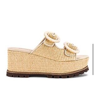 SCHUTZ Bela Platform Sandal in Natural and Eggshell